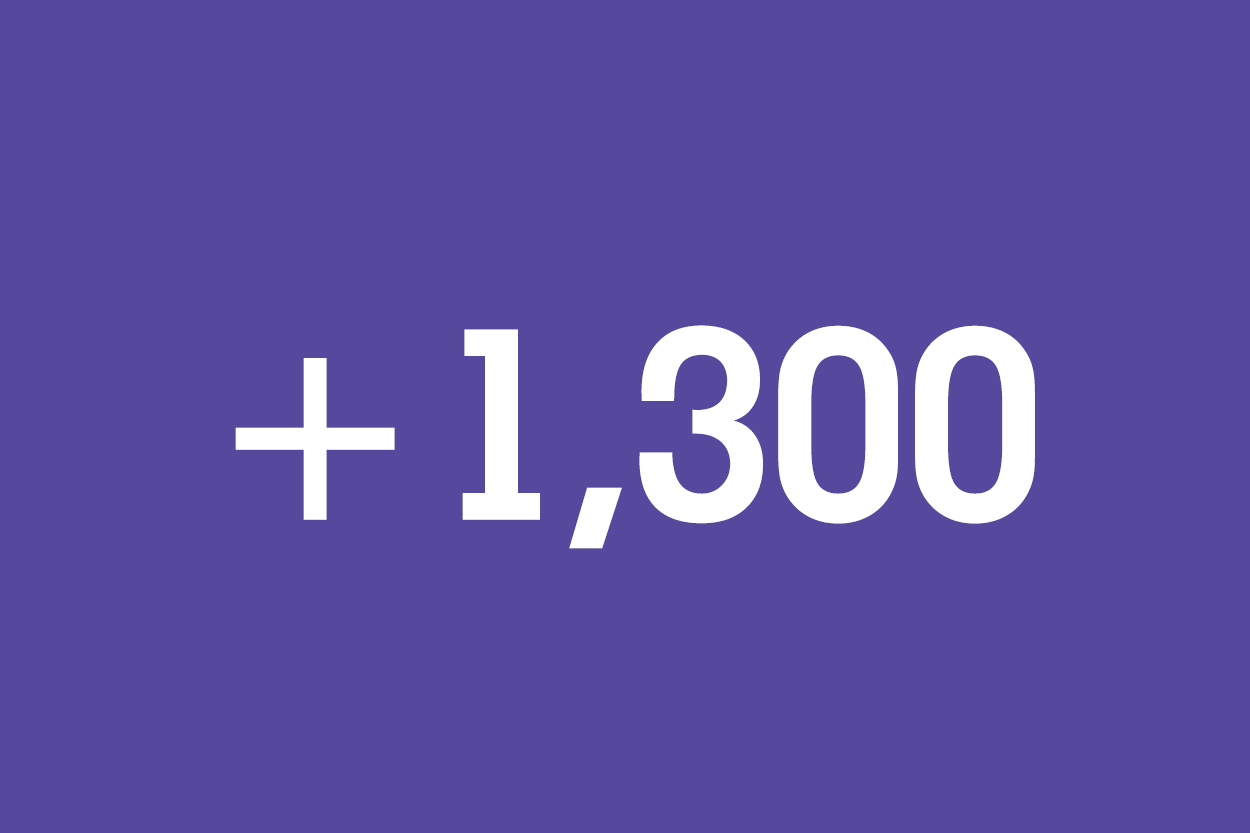 white 1300 on purple background depicting number of new residential units