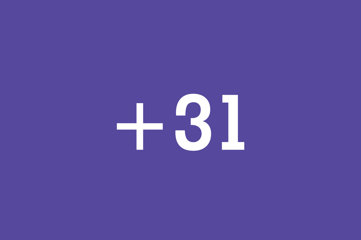 white 31 on purple background depicting number of new acres of public greenspace