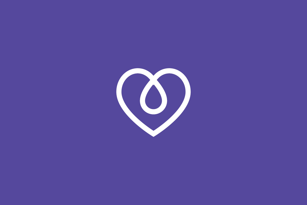 white heart icon on purple background