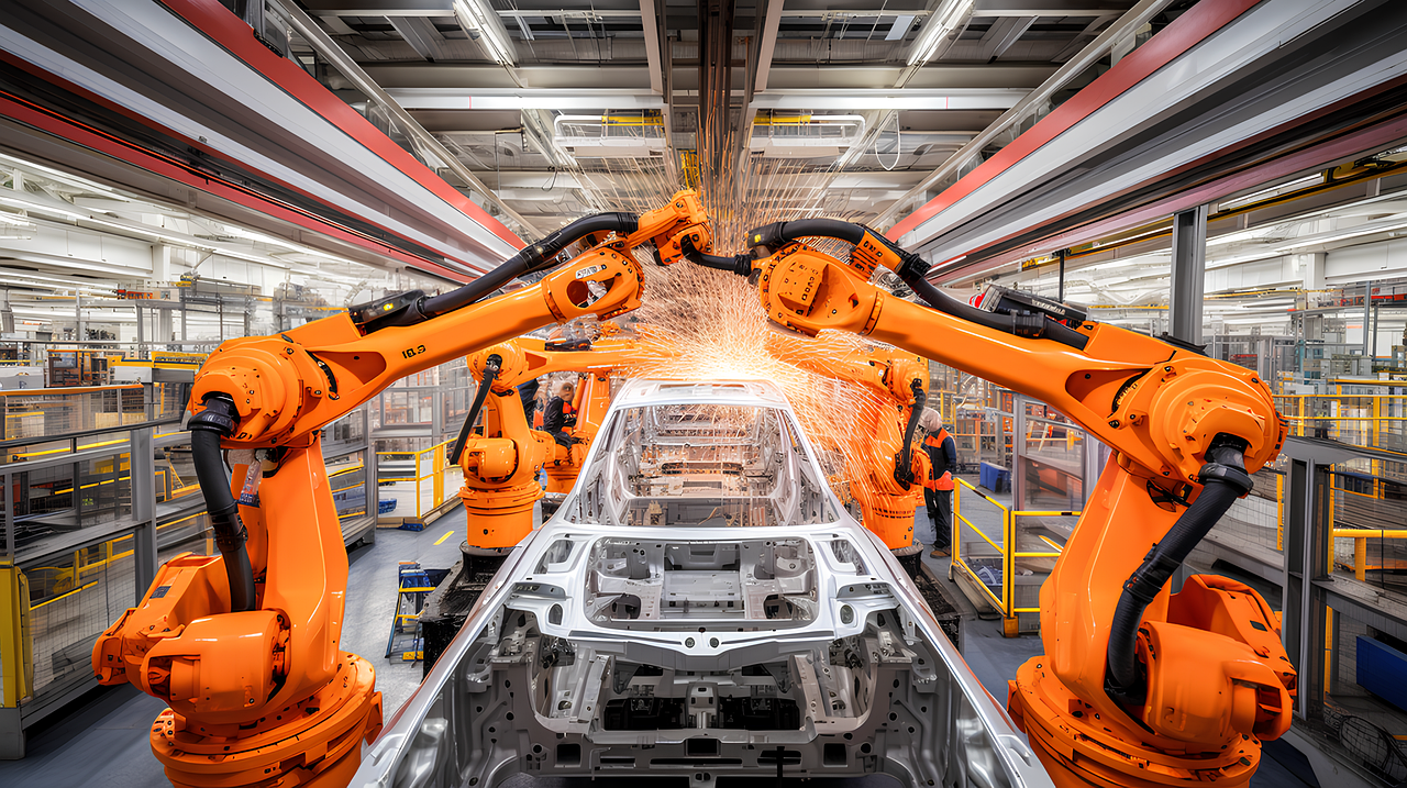 robots manufacturing a car